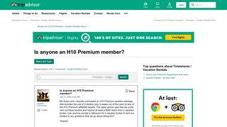 Is anyone an H10 Premium member? - Timeshares / Vacation Rentals ...