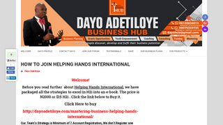 HOW TO JOIN HELPING HANDS INTERNATIONAL - Dayo Adetiloye