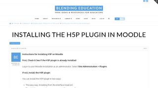Installing the H5P Plugin in Moodle | Blending Education