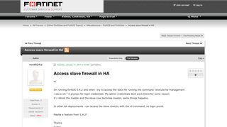 Access slave firewall in HA | Fortinet Technical Discussion Forums