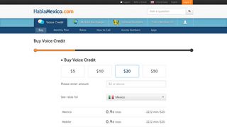 Buy Voice Credit to call MEXICO. International calls & low rates!
