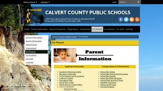 For Parents - Calvert County Public Schools