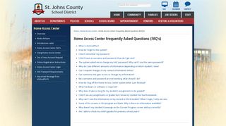 Home Access Center Frequently Asked Questions (FAQ's) | St. Johns ...