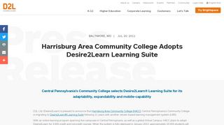 Harrisburg Area Community College Adopts Desire2Learn Learning ...