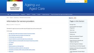 Information for service providers | Ageing and Aged Care