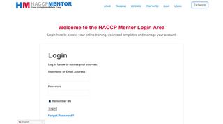 Login - HACCP Mentor