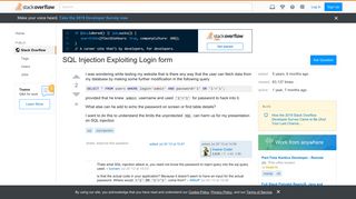 SQL Injection Exploiting Login form - Stack Overflow