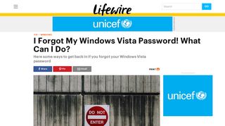 I Forgot My Windows Vista Password! What Can I Do? - Lifewire