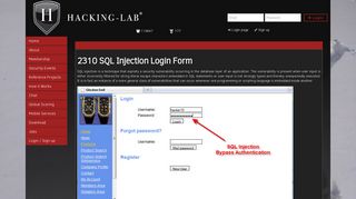 2310 SQL-Injection on Login Page : Hacking-Lab.com