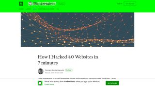 How I Hacked 40 Websites in 7 minutes – Hacker Noon