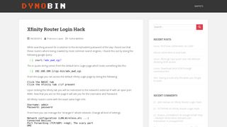 Xfinity Router Login Hack - Dynobin Blog