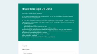 Hackathon Sign Up 2018 - Microsoft Forms
