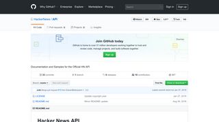 GitHub - HackerNews/API: Documentation and Samples for the Official ...