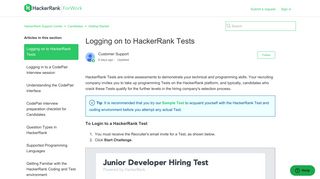 Logging on to HackerRank Tests – HackerRank Support Center