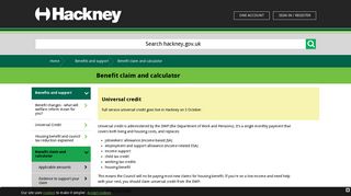 Benefit claim and calculator | Hackney Council