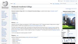 Hadassah Academic College - Wikipedia