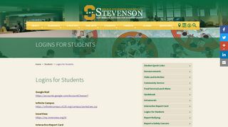 Logins for Students - Stevenson High School