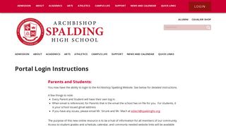 Portal Login Instructions - Archbishop Spalding High School