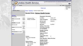 Haines Health Center - IHS Dental Directory