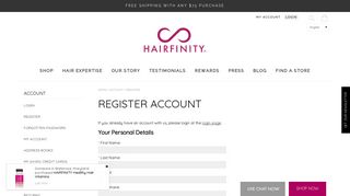 Register Account | Official US Hairfinity Online Store