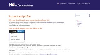 Account and profile – HAL Documentation