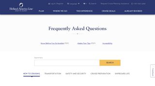 Frequently Asked Questions | Holland America