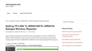 Setting TP-LINK TL-WR841ND/TL-WR841N Sebagai Wireless ...