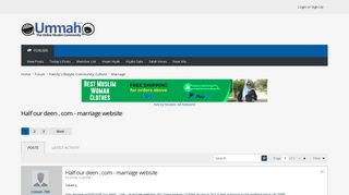 Half our deen . com - marriage website - Ummah.com - Muslim Forum
