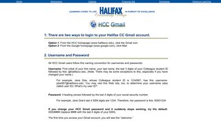 Accessing Student Gmail - Halifax Community College