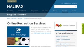 Online Recreation Services | myREC | Registration | Halifax