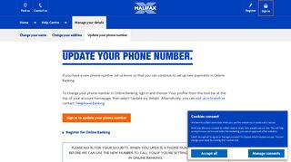 Halifax UK | Update Your Phone Number | Manage Your Details | Help