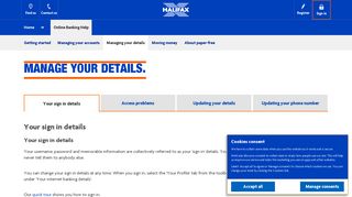 Halifax UK | Manage your details | Online Banking Help