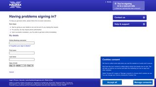 Forgotten sign in details - Halifax online banking