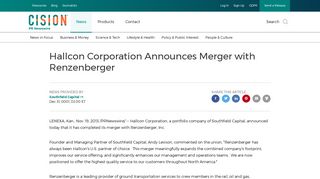 Hallcon Corporation Announces Merger with Renzenberger