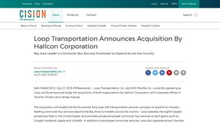 Loop Transportation Announces Acquisition By Hallcon Corporation