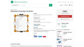 Halloween Party Sign Up Sheet by Katrina Lopez | TpT