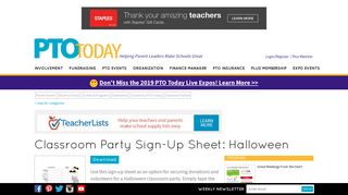 Classroom Party Sign-Up Sheet: Halloween - PTO Today