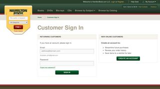 Customer Sign In - HamiltonBook.com