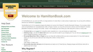 First Time Visitor - HamiltonBook.com