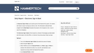Daily Report > Electronic Sign In Book – HammerTech - Support Articles