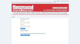 Hammond Lumber Company: Sign In