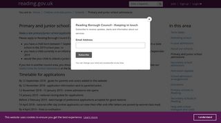 Primary and junior school admissions - Reading Borough Council