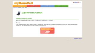 Customer account, myHanaCell, customer support for HanaCell