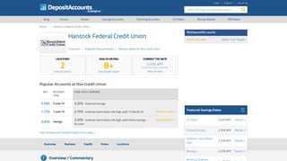 Hancock Federal Credit Union Reviews and Rates - Ohio