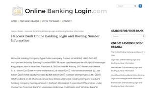 Hancock Bank Online Banking Login and Routing Number Information ...