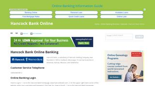 Hancock Bank Online - Online Banking Information Guide