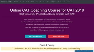 Online CAT Coaching Course for CAT 2019 ... - Handa Ka Funda