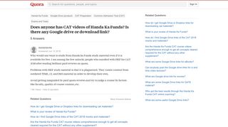 Does anyone has CAT videos of Handa Ka Funda? Is there any Google ...