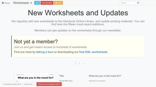New EFL ESL Worksheets, activities and lesson ... - Handouts Online