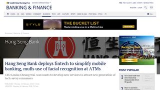 Hang Seng Bank deploys fintech to simplify mobile banking, mulls use ...